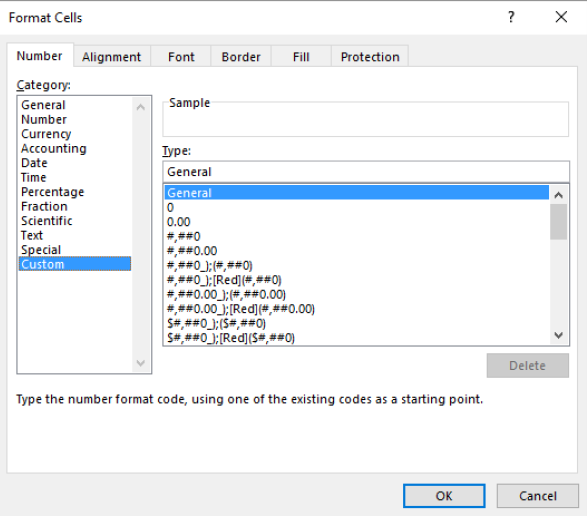 Define custom Number formatting